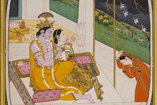Kangra Paintings of Rādha and Kṛṣṇa Watching a Storm