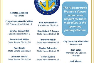 RI Democratic Women’s Caucus Recommended Support for Male Candidates