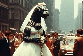 Godzilla in a wedding dress