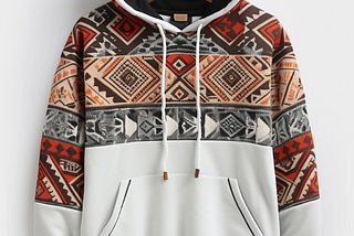 Mens Ethnic Geometric Print Patchwork Contrast Kangaroo Pocket Hoodies