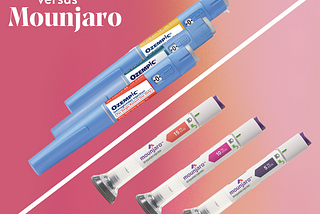 photo of ozempic pens and below it mounjaro pens with a caption “Ozempic versus Mounjaro”