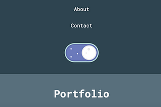 part of the <nav> section of abbeyperini.dev showing a focused dark mode toggle above the Portfolio section