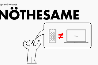 Illustration of man shouting that apps and websites are not the same.