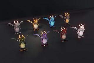Cartoon Chromatic Dragons Animated Low-poly 3D Model