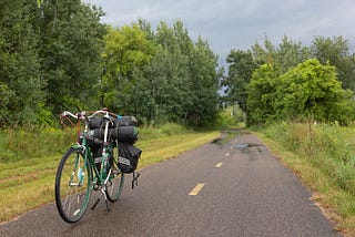 My bicycle is stopped on the Gateway State Trail in Washington County, MN.