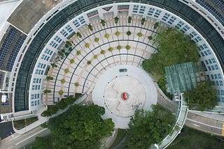 A bird’s eye view drone shot