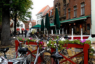 Fallen leaves in Bruges, Belgium