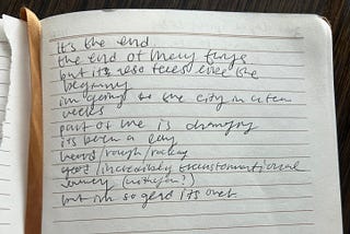 The poem handwritten