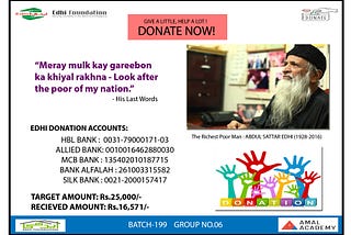 Challenging your problem solving skills to accept failure: Fundraising Experience for Edhi…