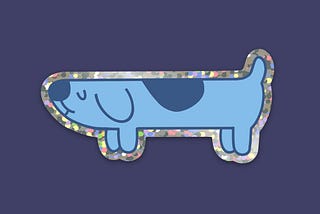 holographic glitter blue long dog sticker decal Bluey