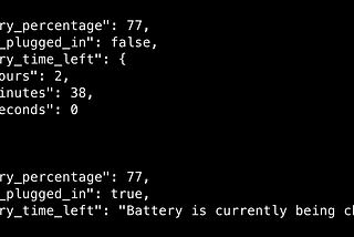 Finding Live Battery Usage Using Python and Displaying Results in JSON