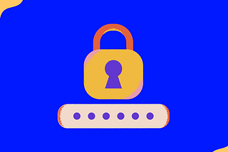A graphic of a lock on a blue background to represent passwords