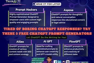 Tired of boring ChatGPT responses? Try these 5 Free ChatGPT Prompt Generators