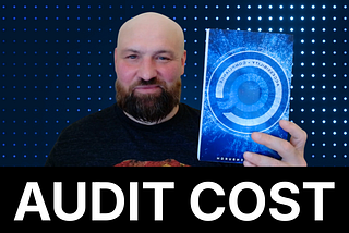 “Audit Cost” cover with Accessible.org founder Kris Rivenburgh holding up his book.