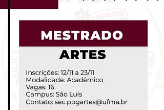 Abertas as inscrições para o Exame Nacional de Acesso ao Mestrado Profissional em Artes…