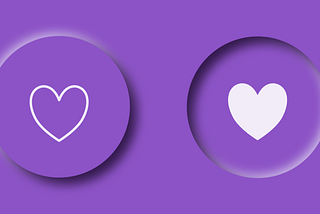 Digital illustration of two circular buttons following the Neumorphism / Soft UI trend, in a purple color scheme.