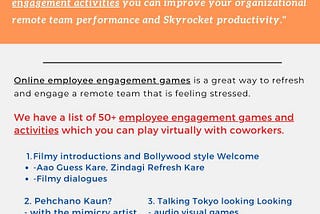 Online employee engagement activities for remote employees