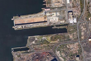 Google Maps view of the former Sparrows Point Shipyard in Baltimore MD