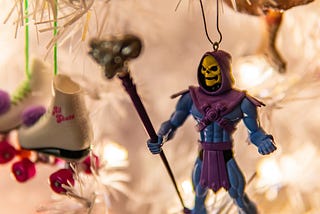 Action figure of Skeletor, archenemy in the Masters of the Universe franchise.