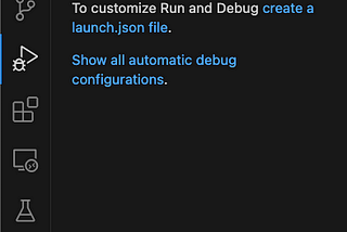 Run and Debug menu in Visual Studio Code