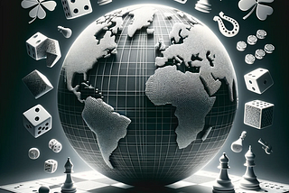 A globe representing the game field with game elements around it.