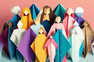 A diverse group of users as an origami.