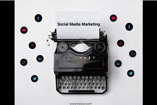 old typing machine with a written paper (social media marketing)