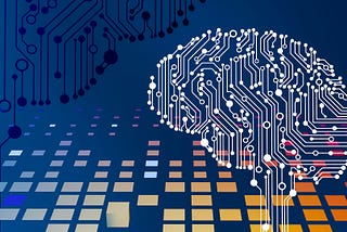 Illustration of a brain in a circuit board pattern
