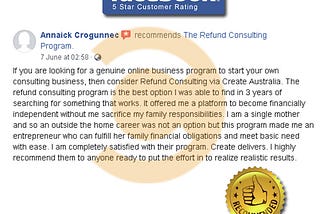 Refund Consulting Program Facebook Reviews | Annaick Crogunnec