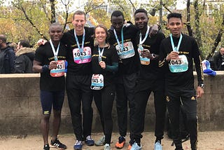 Noemie Marchyllie with her relay team at a Paris race