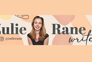 A photo of Zulie Rane with icons pointing to her social media accounts