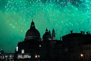 Redentore fireworks over Santa Maria della Salute. Photo by author.