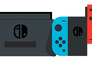 Digital drawing of a nintendo switch console and dock