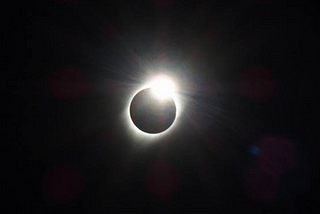 A photo of the diamond ring effect during a solar eclipse.