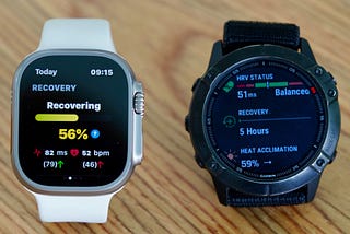 Training metrics on Apple Watch Ultra compared to Garmin Fenix
