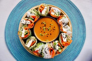 CBD Superfood Spring Rolls and Peanut Butter Dipping Sauce