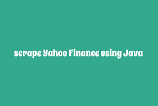 scrape Yahoo Finance using Java