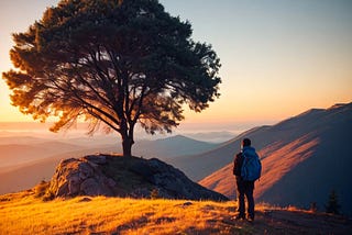 Um homem na montanha refletindo sobre os proverbios populares