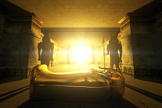 a photo of a pharaoh buried in a tomb in Egypt