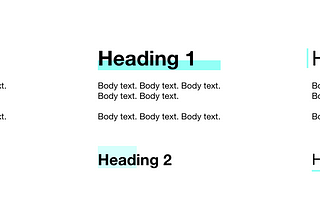 Visual examples of font styles, weight and accents for headers.