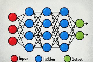 A neural network with an input layer, 3 hidden layers, and an output layer.