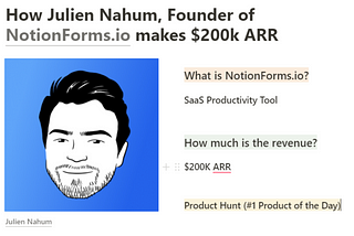 How Julien Nahum, Founder of NotionForms.io makes $200k ARR