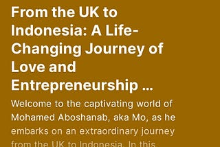 From the UK to Indonesia: A Life-Changing Journey of Love and Entrepreneurship | Passport Bros