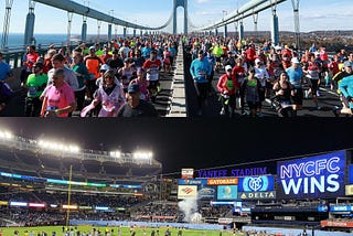 What happens when you are running the NYC Marathon and NYCFC is playing in the MLS playoffs on the…