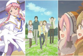 Screenshots and artwork from Aria The Animation, Natsume’s Book Of Friends, and Laid-Back Camp.