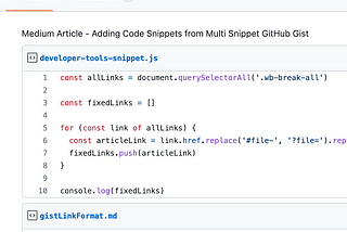 Using GitHub Gists with Multiple Snippets in Medium Articles