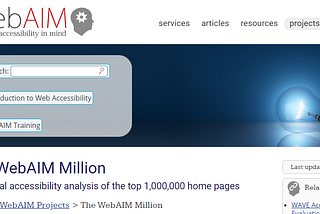 Screenshot of the WebAIM Million page