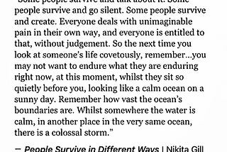 People Survive in Different Ways — Nikita Gill