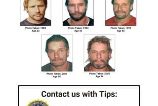A police poster of the suspect in three murders