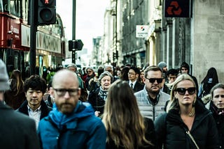 A crowd of people in London.